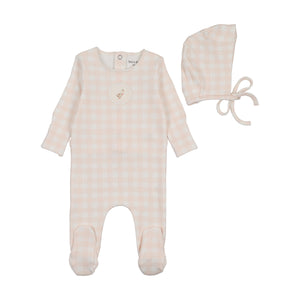 Baby Girl Footie + Hat | Goose on Plaid | Chalk White | Bee and Dee | SS26