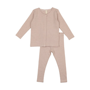 Baby Girl 2 Piece Outfit | Heather Stripe | Lilac | Lil Legs | AW23