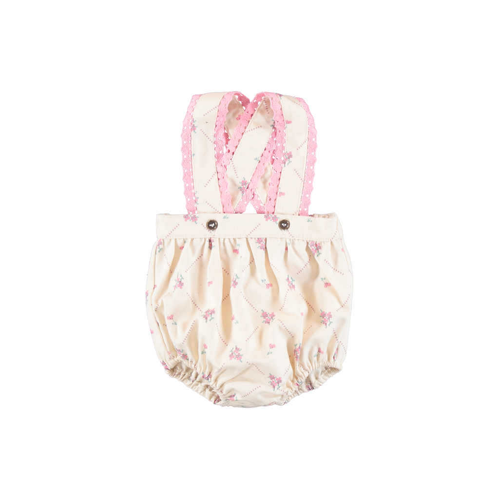 Baby Girl Overall | Heidi | Needlepoint Print | Bebe Organic | AW26