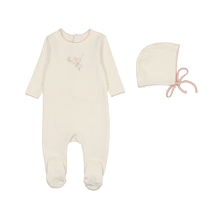 Baby Girl Footie + Hat | Heirloom Blossom | Light Rose | Mon Tresor | SS25