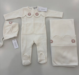 Baby Girl Layette Set | English Knit Ivory With Embroidered Roses | Chant De Joie | AW26