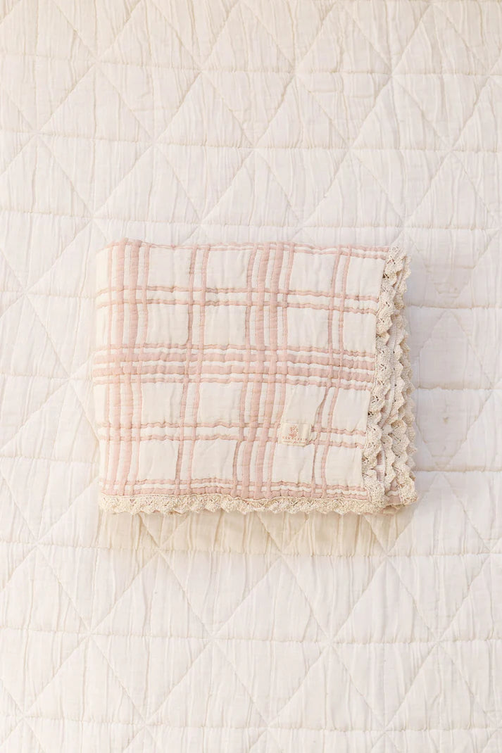 Baby Girl Blanket | French Plaid Quilt | Petal | New Grain | AW26