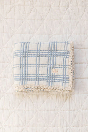 Baby Boy Blanket | French Plaid Quilt | Powder | New Grain | AW26