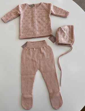 Baby Girl 3 Piece Outfit | Sweet Stitch | Knit | Rose | Carmina
