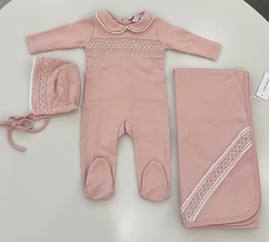 Baby Girl Layette Set | Pima Cotton Rose With Rose Smock | Chant De Joie | AW26