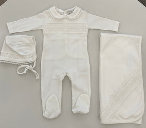 Baby Neutral Layette Set | Pima Cotton Ivory With Ivory Smock | Chant De Joie | AW26