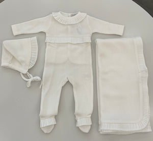 Baby Neutral Layette Set | English Knit Ivory With Pleated Trim | Chant De Joie | AW26