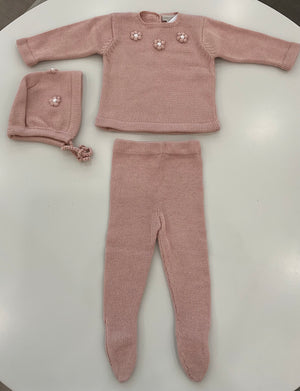 Baby Girl Knit Set | Rose With Emroidered Roses | Chant De Joie | AW26