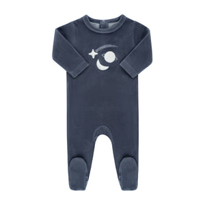 Baby Boy Footie + Hat | Velour Celestial | Navy | Ely's & Co. | AW23