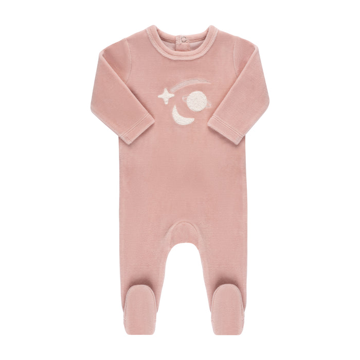 Baby Girl Footie + Hat | Velour Celestial | Dusty Pink | Ely's & Co. | AW23