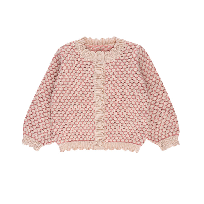 Baby Girl Sweater | Cardigan | Popcorn Knit | Pink | Ely's & Co. | AW23