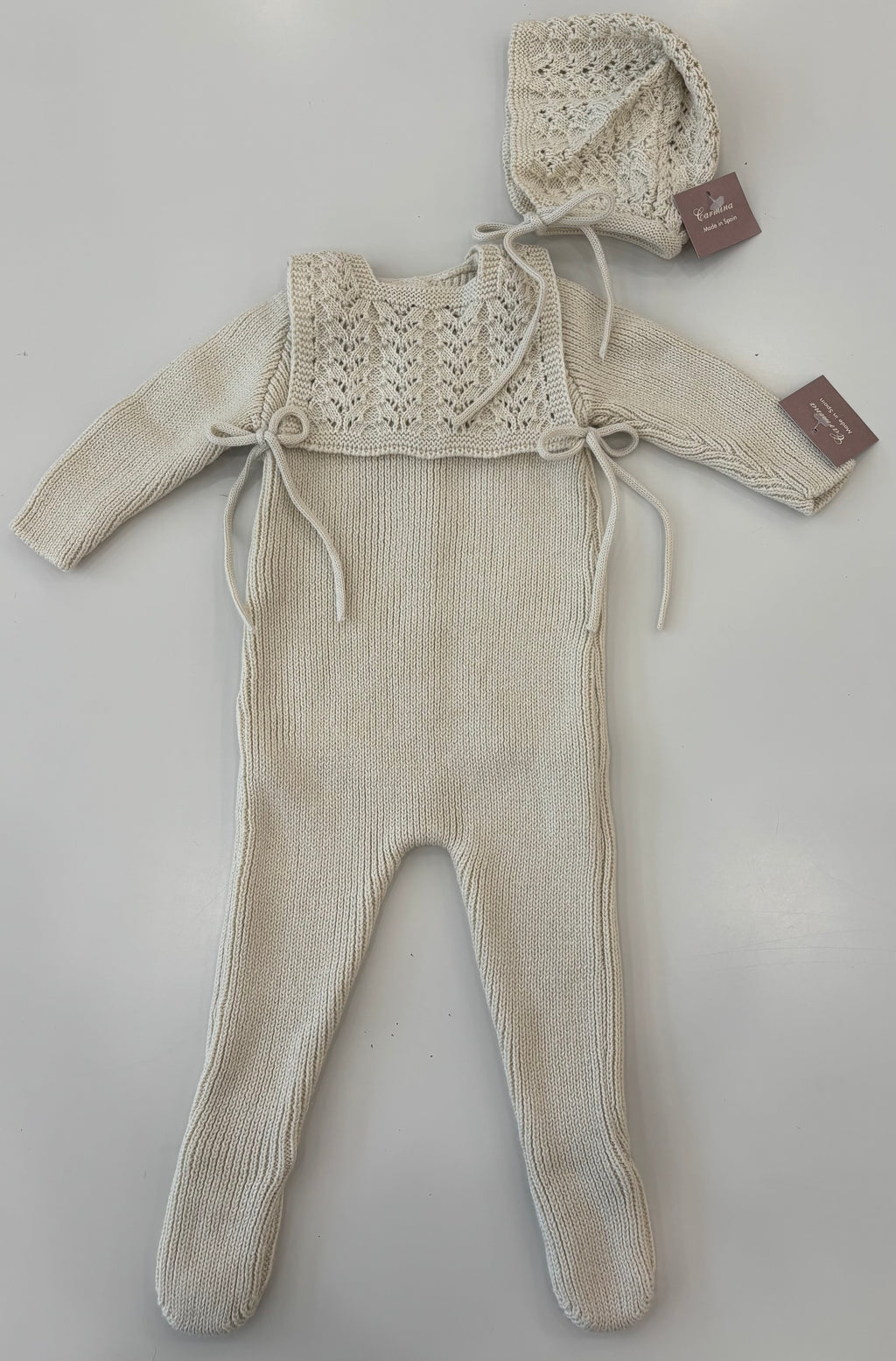 Baby Boy Knit Footie + Bonnet | Butter | Carmina | AW26