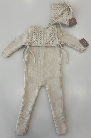 Baby Boy Knit Footie + Bonnet | Butter | Carmina | AW26