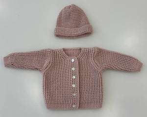 Baby Girl Knit Cardigan + Hat  | Pink | Carmina | AW26
