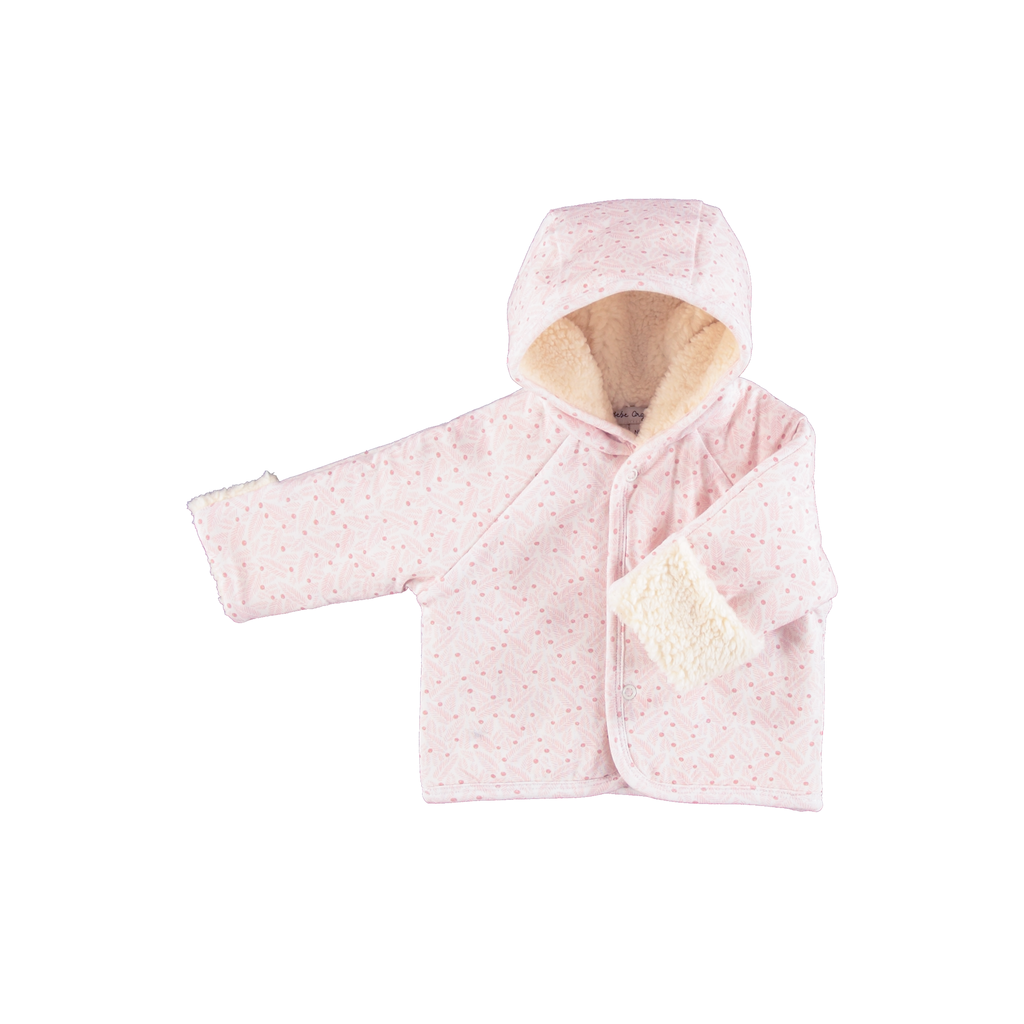 Baby Girl Jacket + Bonnet | Idra | Pink Leaves | Bebe Organic | AW26