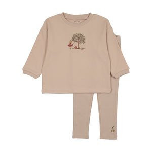 Baby Girl 2 Piece Outfit | Illustrated Image | Champagne Pink | Bee and Dee | SS26