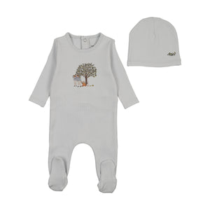 Baby Boy Footie + Hat | Illustrated Image | Crisp Blue | Bee and Dee | SS26