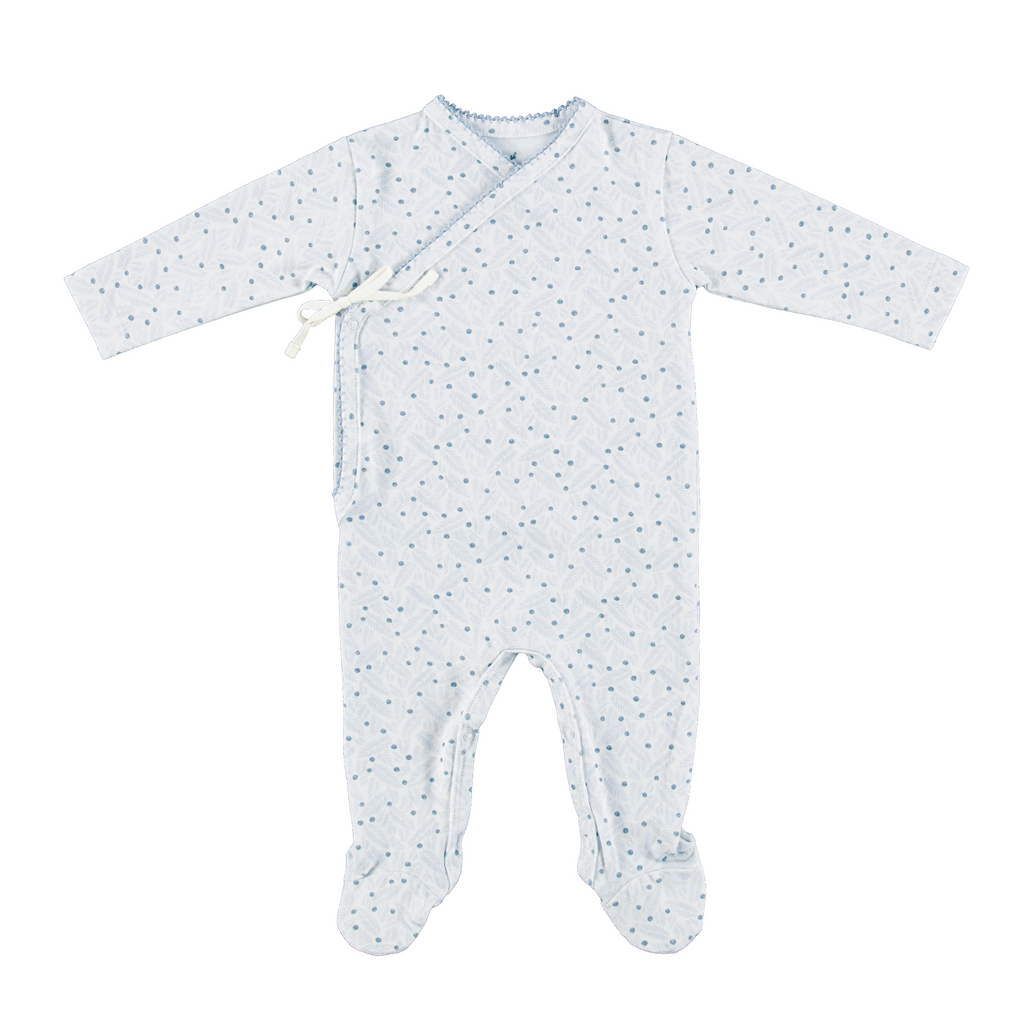 Baby Boy Footie + Hat | Iver Wrap | Blue leaves | Bebe Organic | AW26