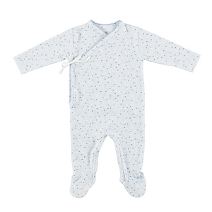 Baby Boy Footie + Hat | Iver Wrap | Blue leaves | Bebe Organic | AW26