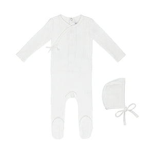 Baby Boy Footie + Hat | Circle Wrapover Pointelle | Sea Blue | Minilabel | SS26