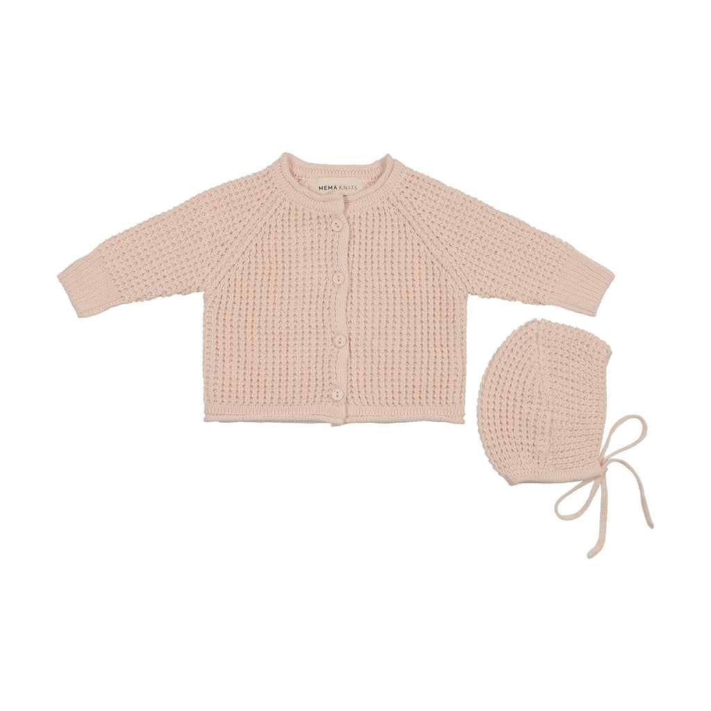 Baby Girl Jacket + Hat | Knit | Light Pink | Mema Knits | SS26