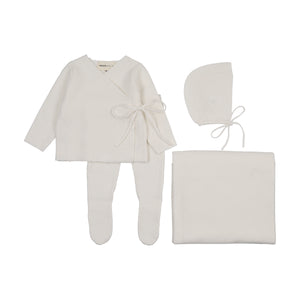 Baby Boy Layette Set | Knit Bris Set + Blanket | Winter White | Mema Knits | SS26