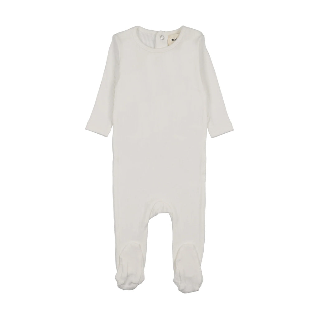 Baby Neutral Footie  | Ribbed Base | Winter White | Mema Knits | AW26
