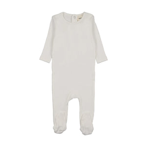 Baby Neutral Footie  | Ribbed Base | Winter White | Mema Knits | AW26