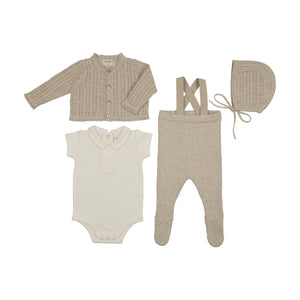 Baby Boy Footie + Cardigan Set | Knit Ensemble | Oat | Bee and Dee | SS26