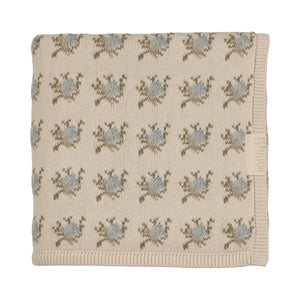 Baby Boy Knit Blanket | Floral Intarsia | Powder | Peluche | AW26