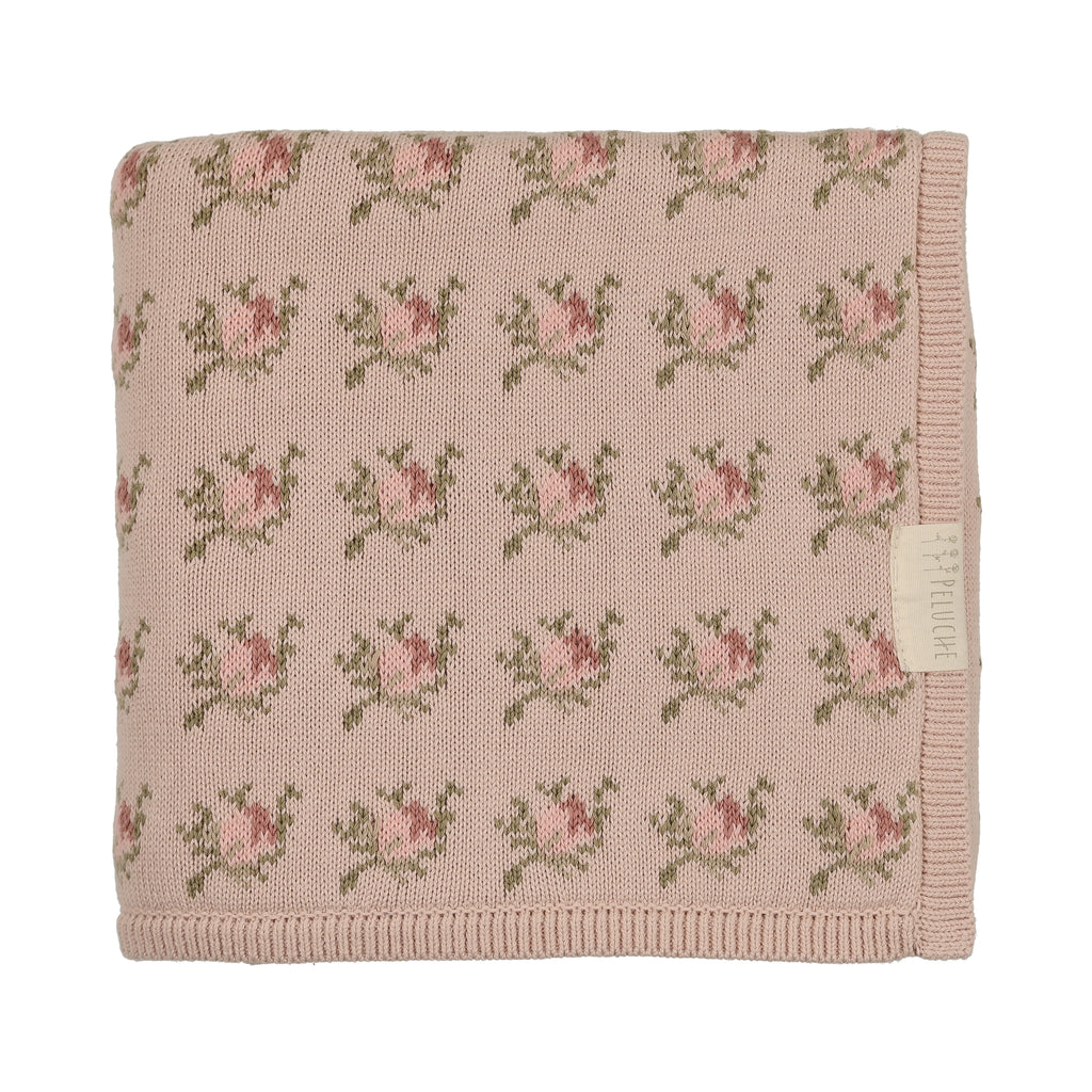 Baby Girl Knit Blanket | Floral Intarsia | Rose | Peluche | AW26