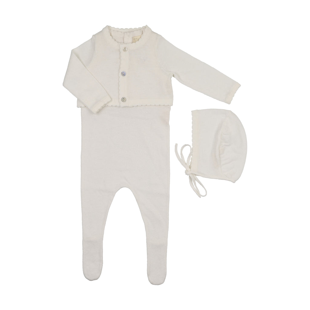 Baby Neutral Jumpsuit + Cardigan | Knit | Cream | Peluche | SS26