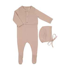 Baby Girl Jumpsuit + Cardigan | Knit | Rose | Peluche | SS26