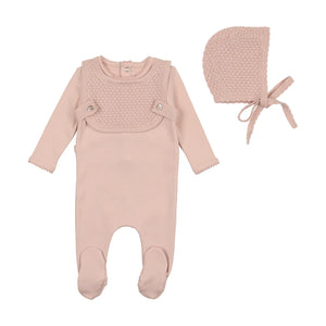 Baby Girl  Footie + Hat | Knit Overlay | Cotton | Nude Pink | Bee and Dee | AW23