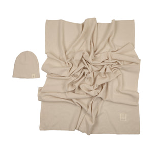 Knit Swaddle + Beanie Set | Stone | Peluche | SS26