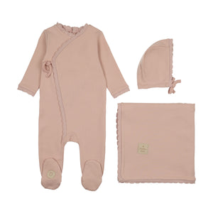 Baby Girl Layette Set | Knit Trim Wrap | Pink Whip | Mon Tresor | AW25