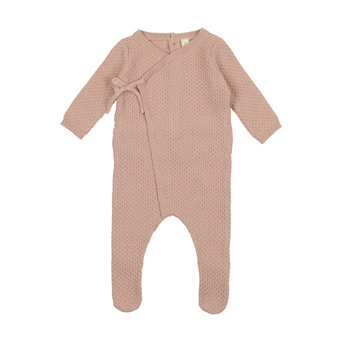 Baby Girl Footie + Hat | Knit Wrap Pointelle | Rose | Lil Legs | AW23
