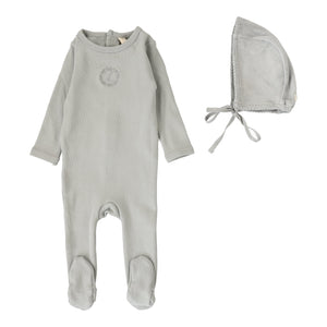 Baby Boy Footie + Hat | Cotton | Dusty Blue | Lil Legs | AW26