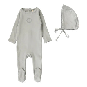 Baby Boy Footie Set | Velour Cardi | Dusty Blue | Lil Legs | Aw25