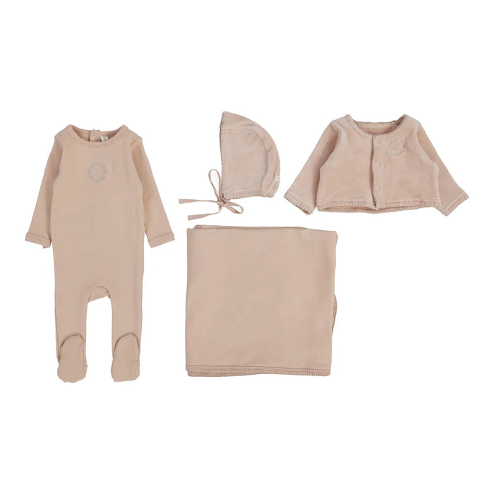 Baby Girl Layette Set | Velour Cardi | Dusty Pink | Lil Legs | Aw25