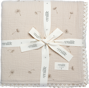 Muslin Blanket | Lace Edge Wildflower Taupe | SS26 | Milk Denmark