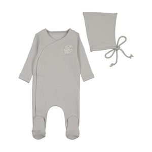 Baby Boy Footie + Hat | Lemon Print Applique | Dusty Blue | Bee and Dee | SS26