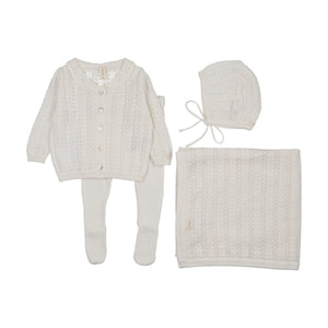 Baby Boy Layette Set | Crochet Bris Set + Blanket | Winter White | Lil Legs | AW26