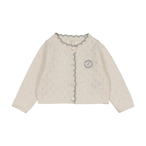 Baby Boy Cardigan + Bonnet | Diamond Pointelle | Cream/Blue | Lil Legs | AW26