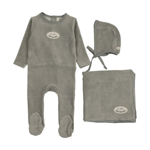 Baby Boy Layette Set | Velour Patch | Light Blue | Lil Legs | AW26