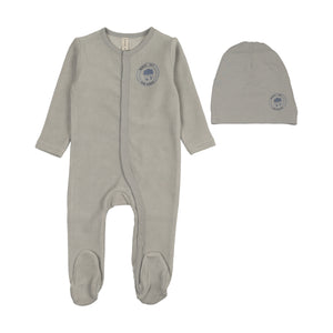 Baby Boy Footie + Hat | Velour Snap Down | Pale Blue | Lil Legs | AW26