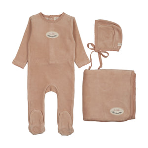 Baby Girl Layette Set | Velour Patch | Dusty Pink | Lil Legs | AW26