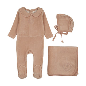 Baby Girl Layette Set | Velour Crest Emblem | Dusty Pink | Lil Legs | AW26