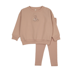 Baby Girl Toddler Set | Sweet Bear | Dusty Pink | Lil Legs | AW26