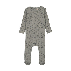 Baby Boy Footie | Garden Cluster Print | Light Blue | Lil Legs | AW26